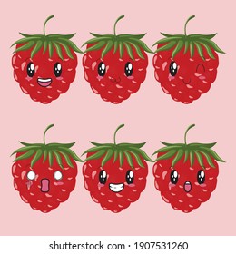 Fruits Vector Emoticon Full Set Kawai