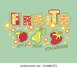 Fruits Vector with flower background