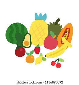 Fruits vector. Hand draw style. Vector. Isolated.