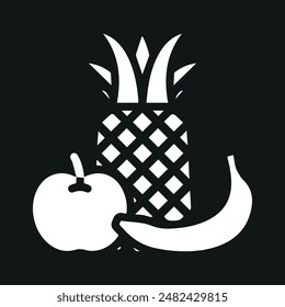 Fruits vector icon on black background.
