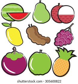 Fruits vector icon set 
