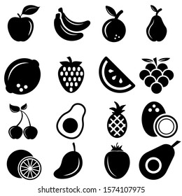 fruits vector icon set. vitamin illustration sign collection. tropical symbol or logo.