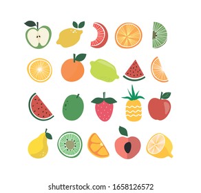 Fruits vector icon set. vitamin illustration sign collection.