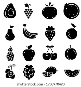 Fruits vector icon set. vitamin illustration sign collection. tropical symbol. vegetarianism logo.