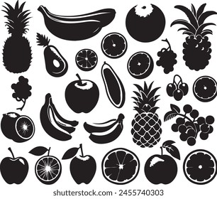 Fruits vector icon set. Vitamin illustration sign collection. vegetarian symbol