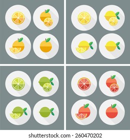 Fruits. Vector icons. 