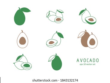 Fruits vector icons set on white background. Symbol for web, infographics, print design and mobile UX/UI kit. Vector illustration, EPS10.