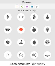 Fruits vector icons for web sites and user interface
