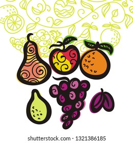 Fruits. Vector illustration
