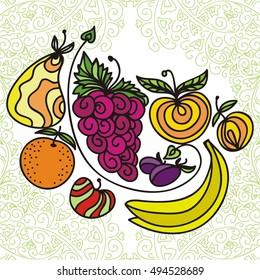 Fruits. Vector illustration.