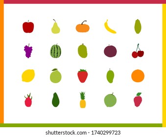Fruits vector illustration. Containing 20 vector icons / illustrations. Suitable for any purpose, especially for digital design support, such as UI, website, prints, graphic design, etc.
