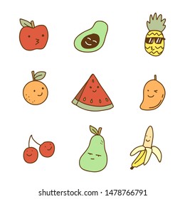 fruits vector illustration doodle symbol set