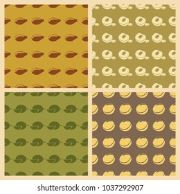 Fruits vector illustration on a seamless pattern background. Set of elements
