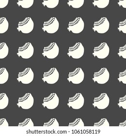 Fruits vector illustration on a seamless pattern background. Set of elements