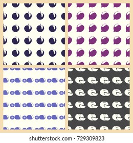 Fruits vector illustration on a seamless pattern background. Set of elements