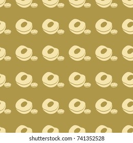 Fruits vector illustration on a seamless pattern background. Set of elements