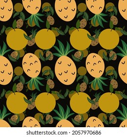 Fruits Vector ilustration seamless patern with black background.Great for textile,fabric,wrapping paper,and any print.