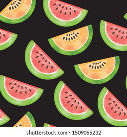 Fruits vector seamless pattern summer vegetarian vegan tropical green fruity
