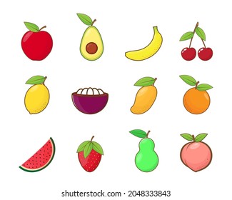 Fruits Vector Set, with flat design, fresh, simple and trendy