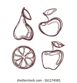 Fruits. Vector set of fruits. Food, fruit. Apple, pear, citrus