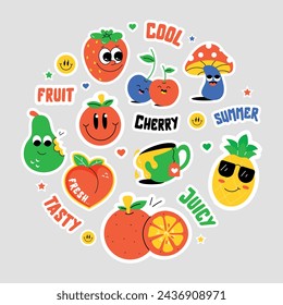 A fruits vector symbolizing a variety of cute berries, organic food, beverages, and other tropical things