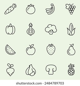 FRUITS AND VEGETABLE ICON SET