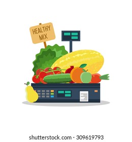 Fruits and vegetable isolated on white background vector illustration