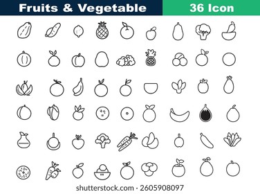 Fruits and Vegetable Line art Icon