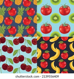 fruits and vegetable seamless design pattern 