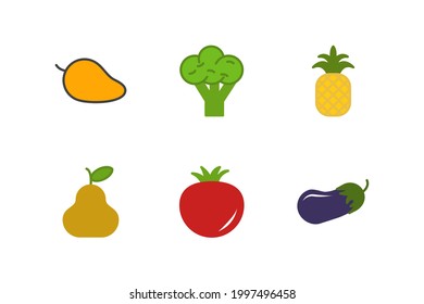 fruits vegetable set icon, isolated fruits vegetable set sign icon, vector illustration