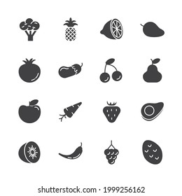 fruits vegetable set icon, isolated fruits vegetable set sign icon, vector illustration