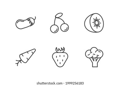 fruits vegetable set icon, isolated fruits vegetable set sign icon, vector illustration