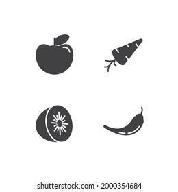 fruits vegetable set icon, isolated fruits vegetable set sign icon, vector illustration