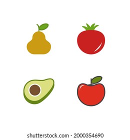 fruits vegetable set icon, isolated fruits vegetable set sign icon, vector illustration