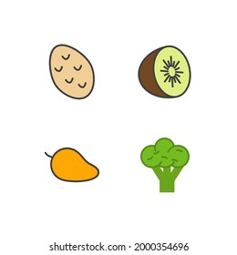 fruits vegetable set icon, isolated fruits vegetable set sign icon, vector illustration