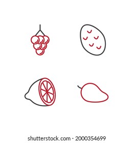fruits vegetable set icon, isolated fruits vegetable set sign icon, vector illustration