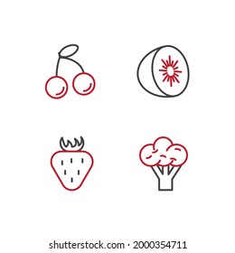 fruits vegetable set icon, isolated fruits vegetable set sign icon, vector illustration