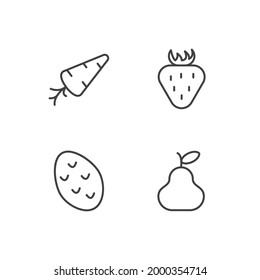 fruits vegetable set icon, isolated fruits vegetable set sign icon, vector illustration