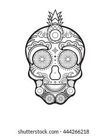 Fruits and vegetable sugar skull illustration