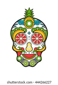 Fruits and vegetable sugar skull illustration