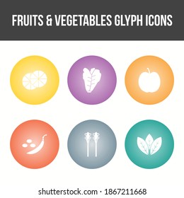 Fruits and Vegetable Vector Glyph Icon Set