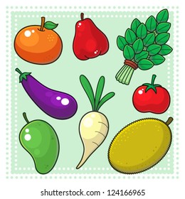 Fruits & Vegetables 02 Image of nature products, fruits and vegetables. EPS8 vector file.