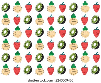 Fruits and vegetables. Abstract doodle organic food pattern background. Hand drawn fruits and vegetables seamless pattern background. 