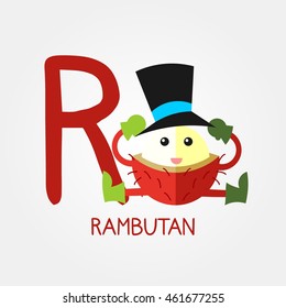 Fruits and Vegetables Alphabet for Education. Great for Kids Education. Letter R for Rambutan