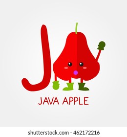 Fruits and Vegetables Alphabet for Education. Great for Kids Education. Letter J for Java Apple