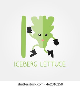 Fruits and Vegetables Alphabet for Education. Great for Kids Education. Letter I for Iceberg Lettuce