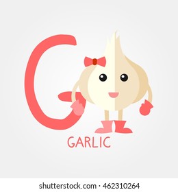 Fruits and Vegetables Alphabet for Education. Great for Kids Education. Letter G for Garlic