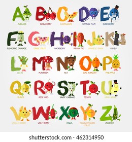 Alphabet Cute Fruits Letters Z Cartoon Stock Vector (Royalty Free ...