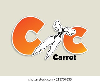 Fruits and vegetables alphabet - letter C - vector eps 10 illustration