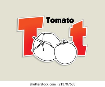 Fruits and vegetables alphabet - letter T - vector eps 10 illustration